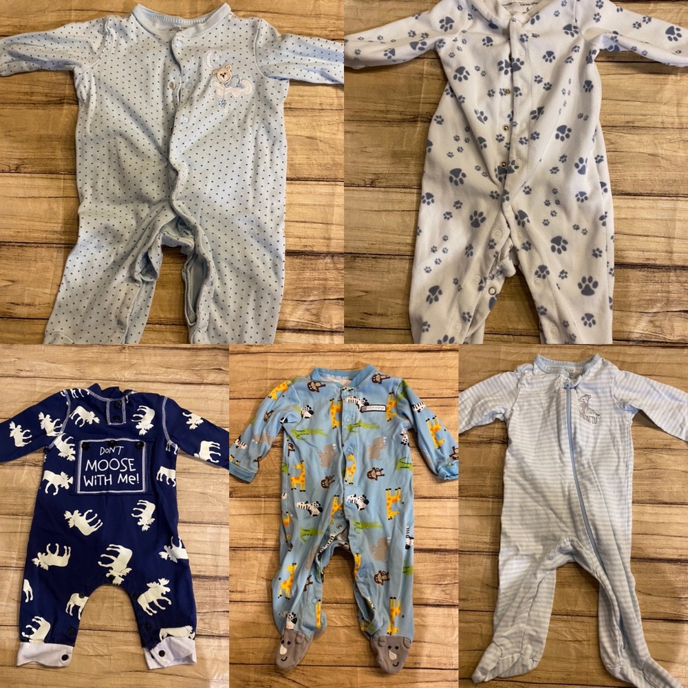 (5) Baby Footie PJs 6 Months Carter’s, Little Me